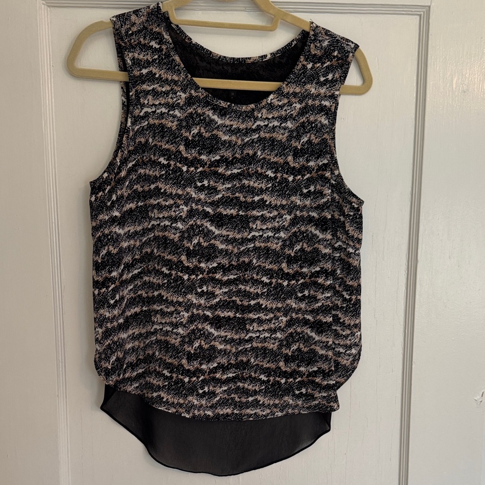 Rag & Bone Black and Gray Patterned Tank Top